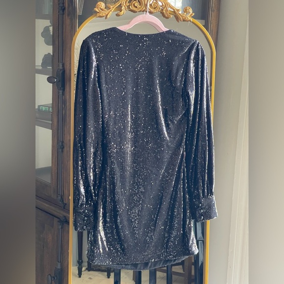 NWT The Kooples Black Sequin Draped Mini Dress - Picture 9 of 10